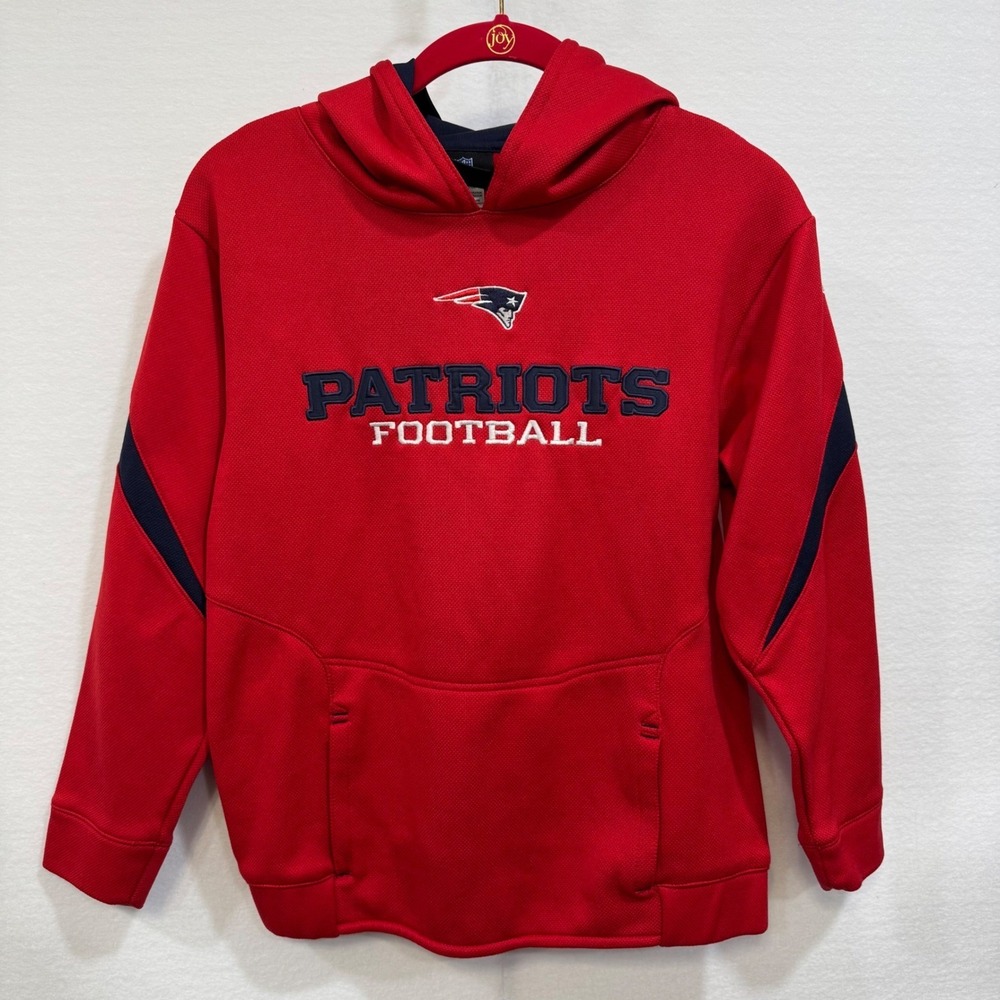 Reebok NFL Patriots Football Hoodie Sweatshirt Red Navy Youth Medium
